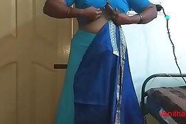 desi Indian  tamil aunty telugu aunty kannada aunty  malayalam aunty Kerala aunty hindi bhabhi horny cheating wife vanitha wearing saree showing big boobs and shaved pussy Aunty Changing Dress ready for party and Making Video